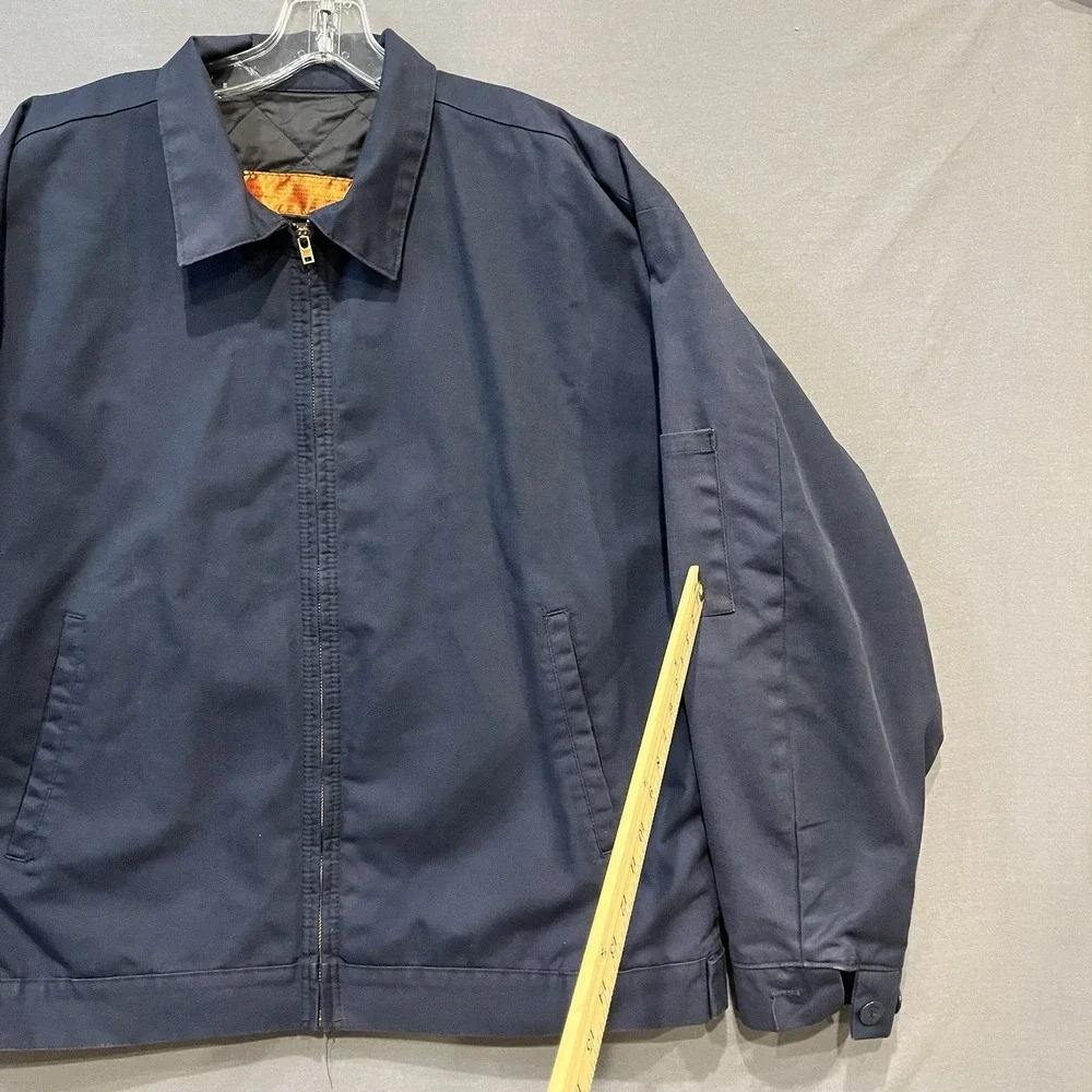 MJ22‎ Work Jacket Men's XL-RG Blue Distressed Quilted Lining Full Zip Workwear